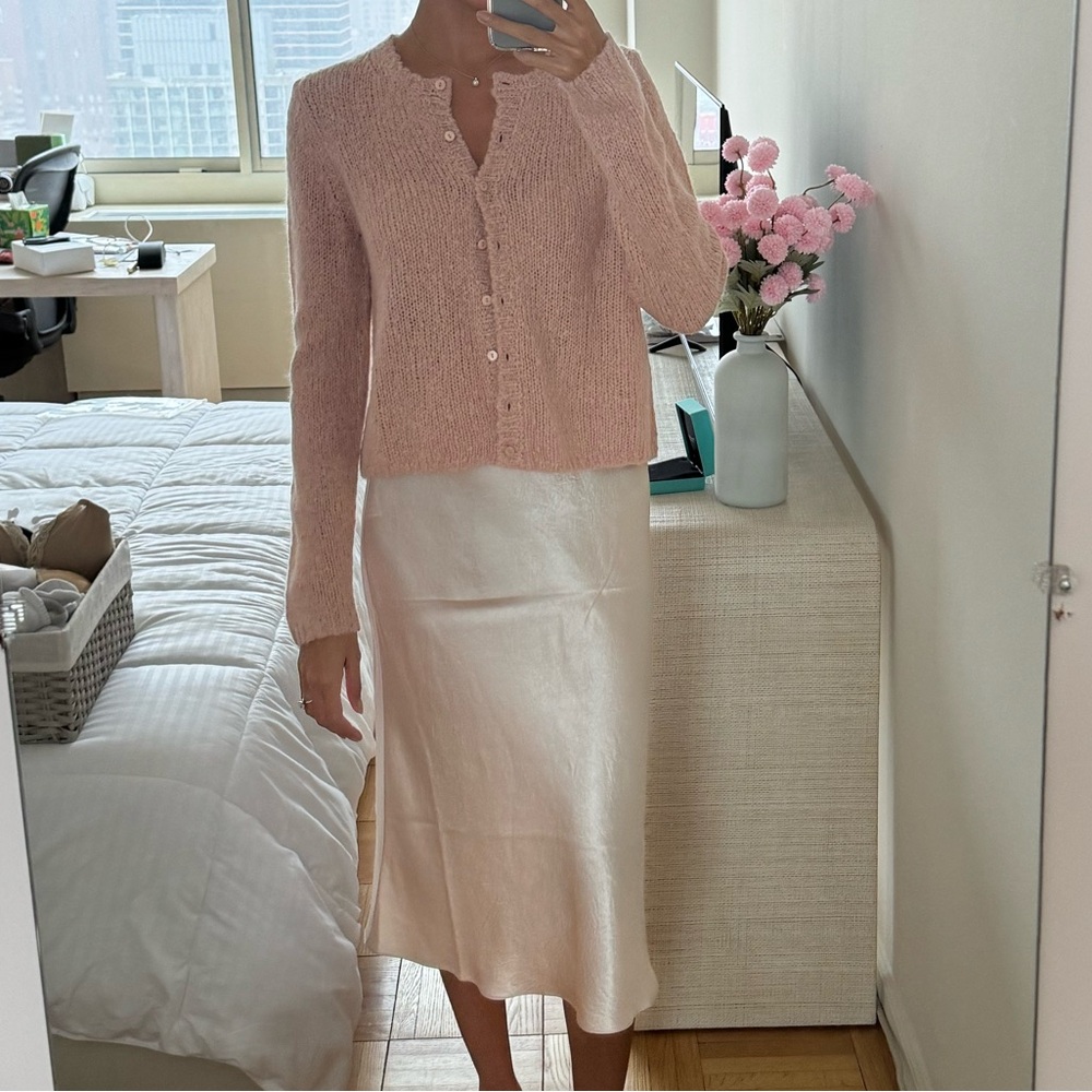 Aritzia Slip Midi Skirt in Denude